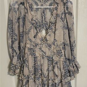 Olivaceous Snake Print Ruffle Blouse